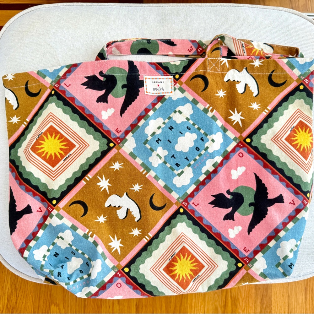 Sezane Pangea Colorful Patterned Cloth Tote Bag